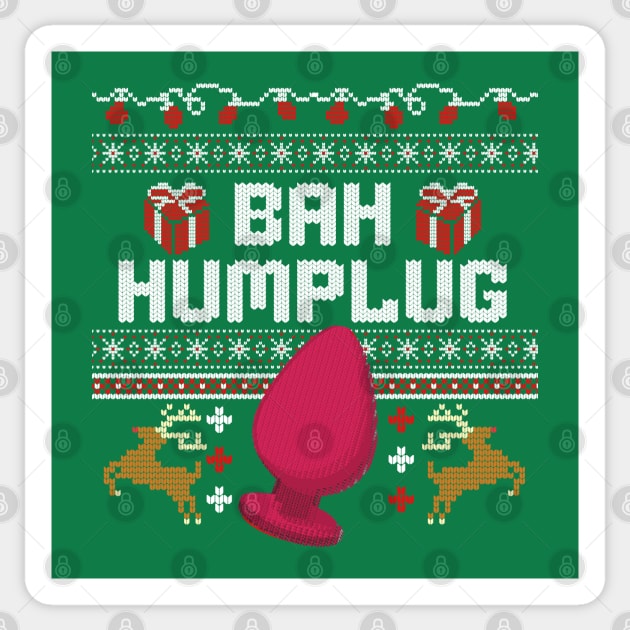 Ugly Christmas Sweater Bah Hum Plug Funny Adult Humor Sticker by Yesteeyear